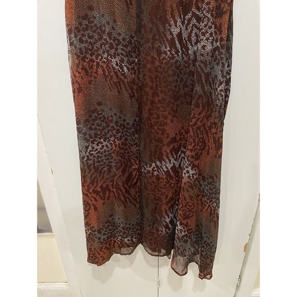 Jessica London Wrap Dress Womens 16 Red Ochre  Gray Sleeveless Lined Maxi Casual - Picture 15 of 16